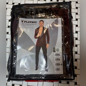 PLAYBOY Burgundy Velvet Blazer with Black Satin Trim